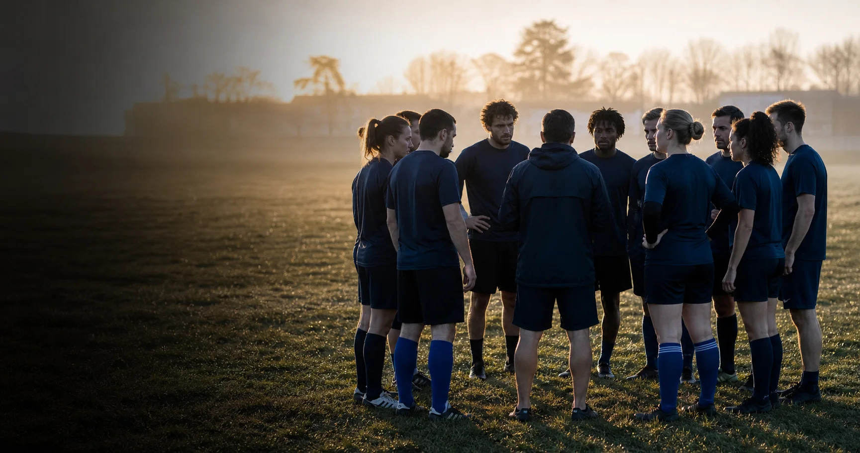 Équipe sportive réunie avant l’effort